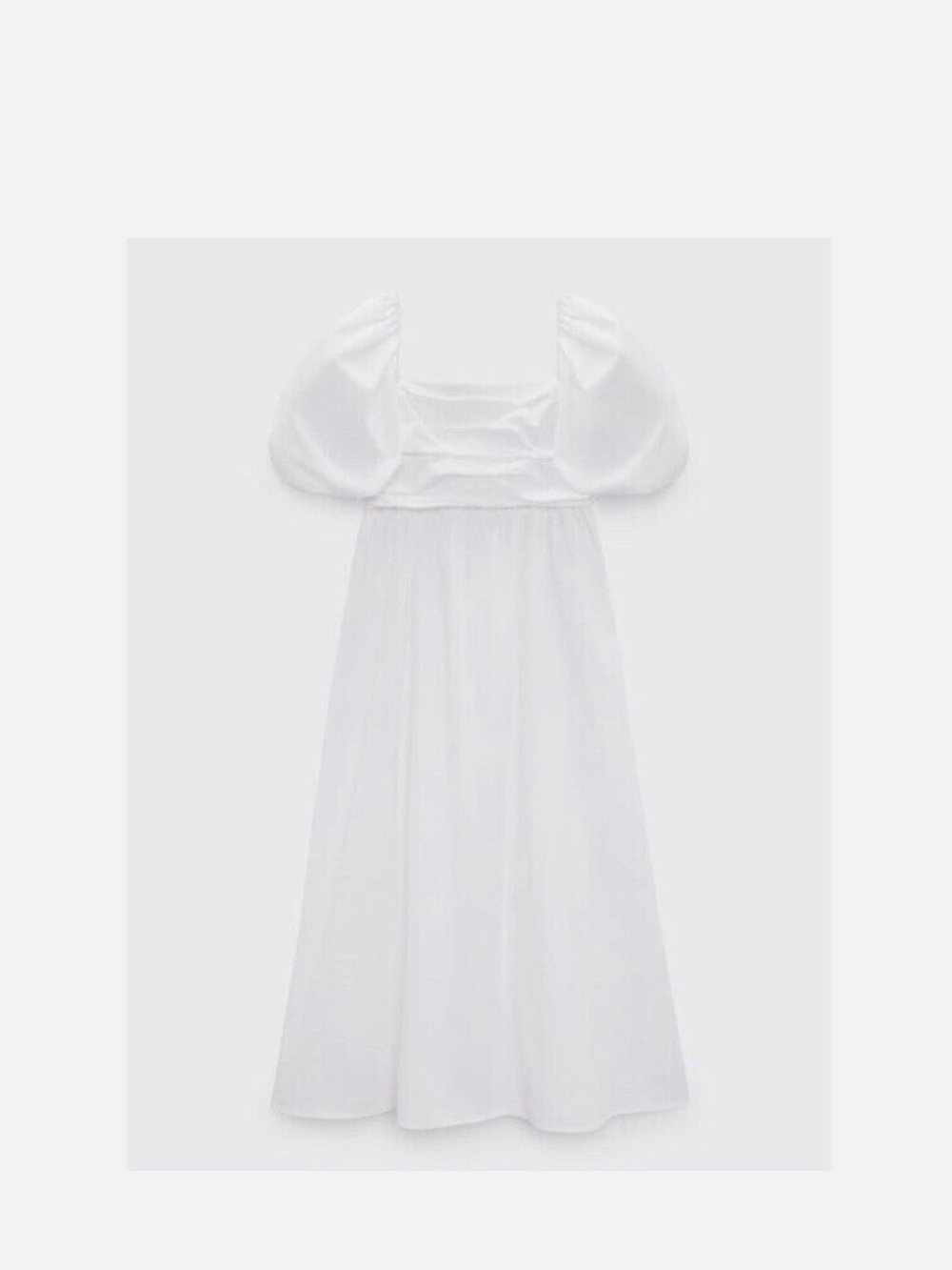 Zara White Puff Sleeve Midi Dress